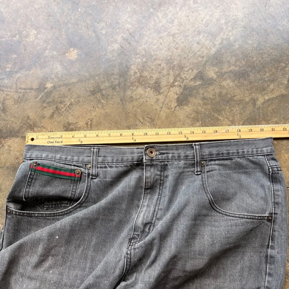 Brooklyn Basement Mens‎ Denim Shorts Black Faded Striped Trim Size 44 Streetwear